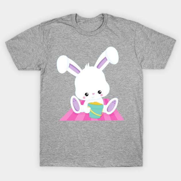 Cute Bunny, White Bunny, Baby Bunny, Beach Bucket T-Shirt by Jelena Dunčević